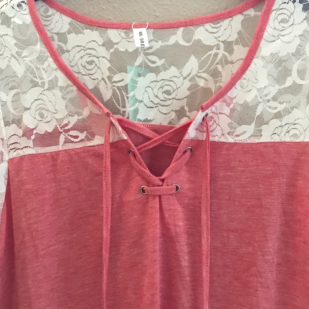 NWT Dressfo Pink & White Lace Top (Size XXL) - Picture 12 of 16